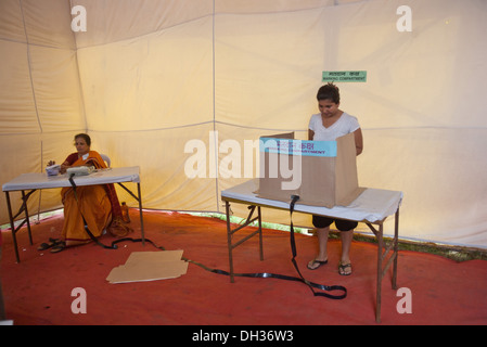 Indian voting in polling station Mumbai Maharashtra India Asia Stock Photo