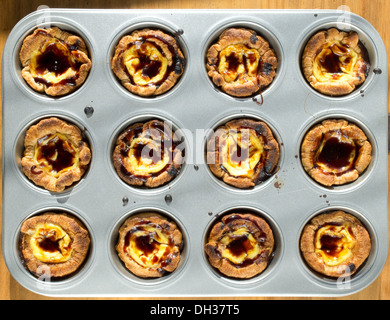 Pasteis de Belem, typical Portuguese custard pies. Stock Photo