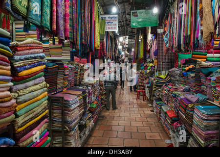 textiles in the Russian Market, Phnom Penh, Cambodia Stock Photo