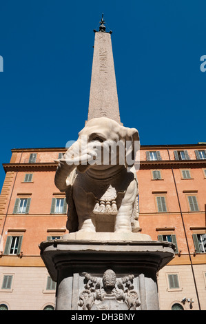 Sculpture of an Elephant and Obelisk in Piazza della Minerva, Rome, Italy Stock Photo