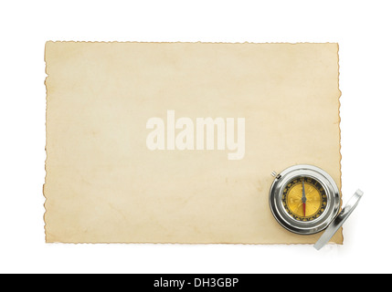aged paper isolated on white background Stock Photo