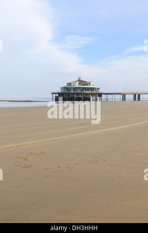 Pier of Blankenberge in Belgium. Side view from the beach Stock Photo