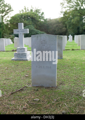 A Grave of a Unknown German soldier at Royal Victoria Netley Hospital Cemetery of world War 1 Stock Photo