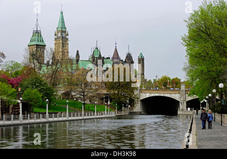 Rideau Canal, in the back the Government House, Ottawa, Ontario, Canada Stock Photo
