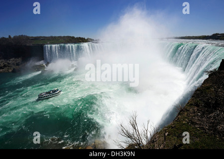 Niagara Falls with an excursion boat, Ontario, Canada Stock Photo