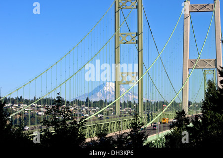 Tacoma Narrows Bridge in Tacoma Washington Stock Photo