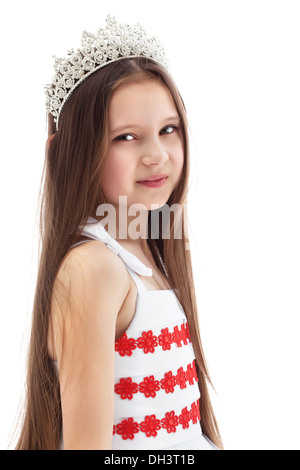 Portrait of charming little girl in crown Stock Photo