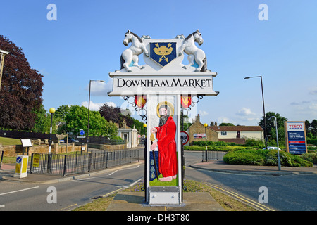 Ornamental town sign, Downham Market, Norfolk, England, United Kingdom Stock Photo