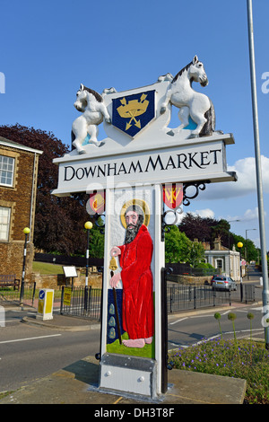 Ornamental town sign, Downham Market, Norfolk, England, United Kingdom Stock Photo