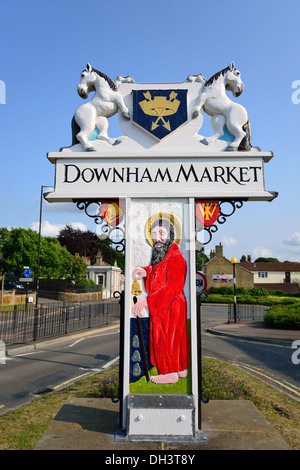 Ornamental town sign, Downham Market, Norfolk, England, United Kingdom Stock Photo