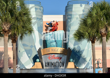 The Magic of Disney Animation Sign above Entrance at Hollywood Studios, Disney World, Orlando, Florida Stock Photo