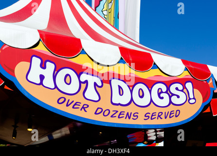 Hot dog stand in the Simpsons area at Universal Studios, Universal Orlando Resort, Orlando, Central Florida, USA Stock Photo