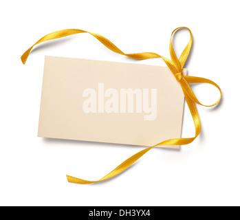 Notes With Ribbon Gift card note with ribbon on isolated background Stock Photo - Alamy
