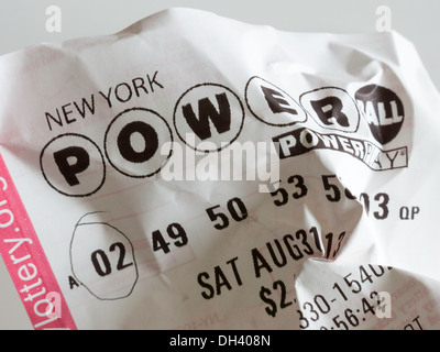 New York Powerball Losing Lottery Ticket Stock Photo