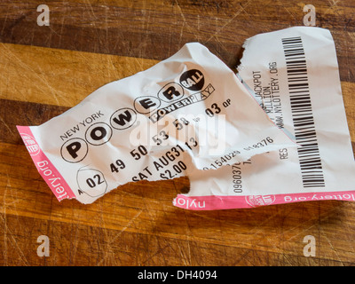 New York Powerball Losing Lottery Ticket Stock Photo