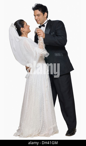 Newlywed couple dancing Stock Photo