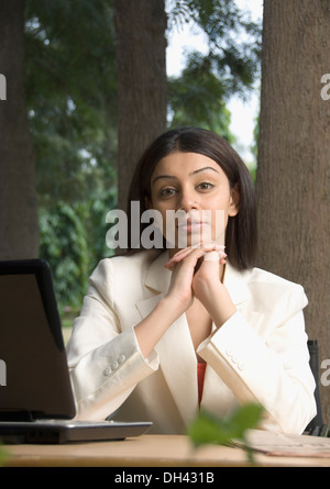 Businesswoman thinking Stock Photo