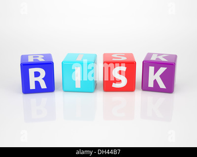 Risk out of multicolored Letter Dices Stock Photo