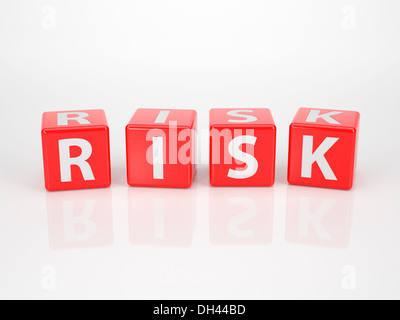 Risk out of red Letter Dices Stock Photo