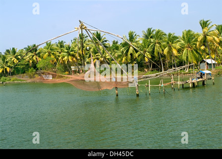 Fishing net on the bank near Kollam beach Kerala India Stock Photo