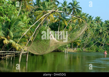 Fishing net on the bank near Kollam beach Kerala India Stock Photo