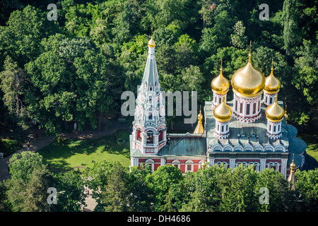 Shipka Memorial Church -  a Bulgarian Orthodox church, aerial view Stock Photo