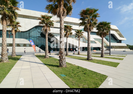 Pierresvives Sports Centre by Zaha Hadid & Palm Trees Montpellier France Stock Photo