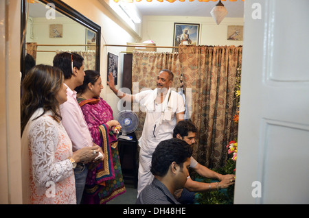 Nana Patekar chatting with Madhur Bhandarkar at Ganpati festival Mumbai Maharashtra India Stock Photo