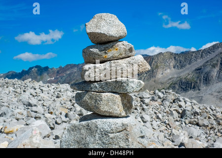 Cairn close to Vedrette di Ries, Valle Aurina, South Tirol, Italy Stock Photo