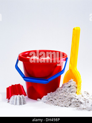 Sandbox toys, buckets, shovel, forms Stock Photo