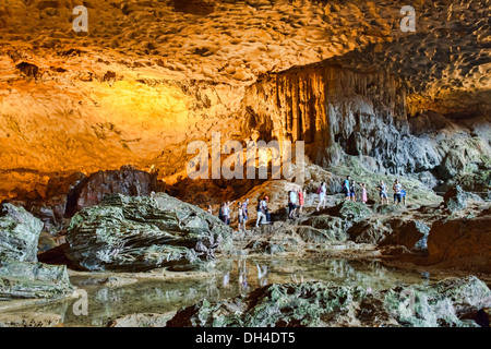 Hang Sung Sot Surprise Cave in Halong Bay, Vietnam Stock Photo