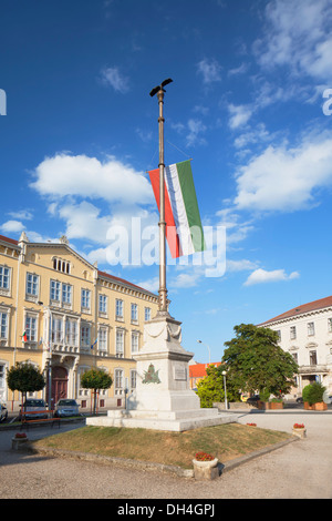 Flag of Loyalty in Szechenyi Square, Sopron, Western Transdanubia, Hungary Stock Photo