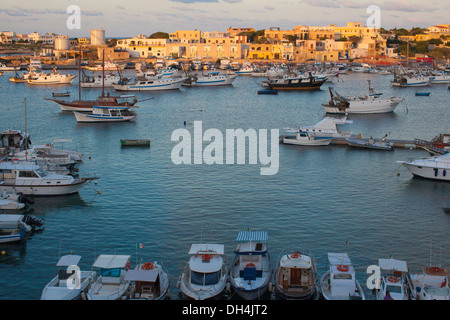 Lampedusa harbour, the largest island of the Italian Pelagie Islands in the Mediterranean Sea Stock Photo