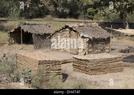 Huts made from bamboo and dry leaves Stock Photo