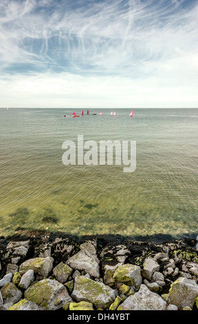 Dinghies in Colwyn Bay-Racing Stock Photo