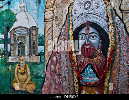 Mural painting, Kali, near Kalighat temple, Kolkata, Calcutta, India, Asia Stock Photo