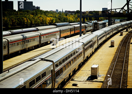 Train junction in chicago, railway