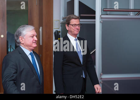 Berlin, Germany. 31st Oct, 2013. Foreign Minister Guido Westerwelle welcomes his Armenian counterpart Edward Nalbandian at the Foreign Office, in Berlin, on October 31, 2013. In the conversation, it will go to Armenia's relations with Germany and the European Union.Photo: Goncalo Silva/NurPhoto © Goncalo Silva/NurPhoto/ZUMAPRESS.com/Alamy Live News Stock Photo