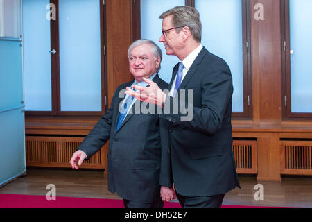 Berlin, Germany. 31st Oct, 2013. Foreign Minister Guido Westerwelle welcomes his Armenian counterpart Edward Nalbandian at the Foreign Office, in Berlin, on October 31, 2013. In the conversation, it will go to Armenia's relations with Germany and the European Union.Photo: Goncalo Silva/NurPhoto © Goncalo Silva/NurPhoto/ZUMAPRESS.com/Alamy Live News Stock Photo