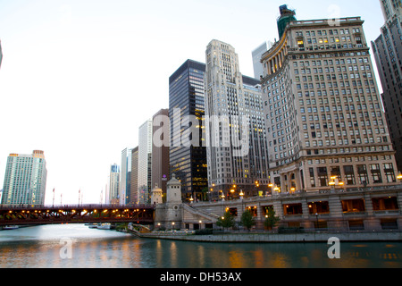 Image of the Chicago riverside downtown district Stock Photo