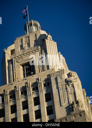 Close-up of the top of the Louisiana State capitol building in Baton Rouge. Built in 1932. Tallest state capitol in USA Stock Photo