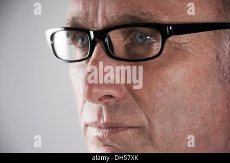 Man wearing glasses, portrait, Mannheim, Baden-Württemberg, Germany Stock Photo