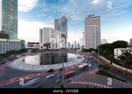 Roundabout with the Grand Hyatt Jakarta Hotel, Jakarta, Java, Indonesia Stock Photo