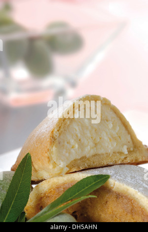 Easter cake with almond and sweet potato filling, Rubiols de Pasqua Stock Photo