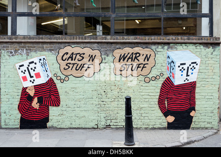 Graffiti street art in Hanbury Street, Spitalfields, East End, London, England, UK Stock Photo