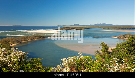 View of spectacular coastal landscape from lookout at Nambucca Heads northern NSW Australia Stock Photo