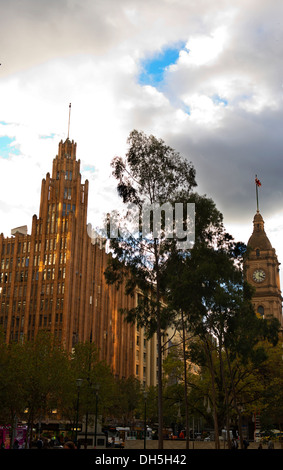 The Manchester Unity building and Town Hall in Melbourne's CBD. Stock Photo