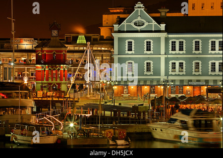 Waterfront, bars, at night, Cape Town, South Africa, Africa Stock Photo