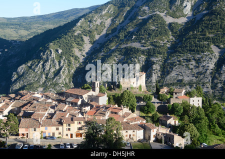 View over Gréolières Village in the Loup Valley Alpes-Maritimes France Stock Photo