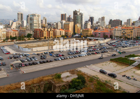 Buildings in the Achrafieh district, Martyrs' Square at the front right, Beirut, Lebanon Stock Photo